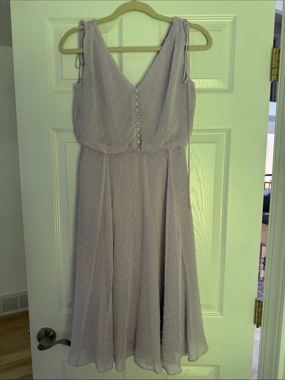 Gal Meets Glam Lavender Tie-Shoulder Midi Dress with Button Front